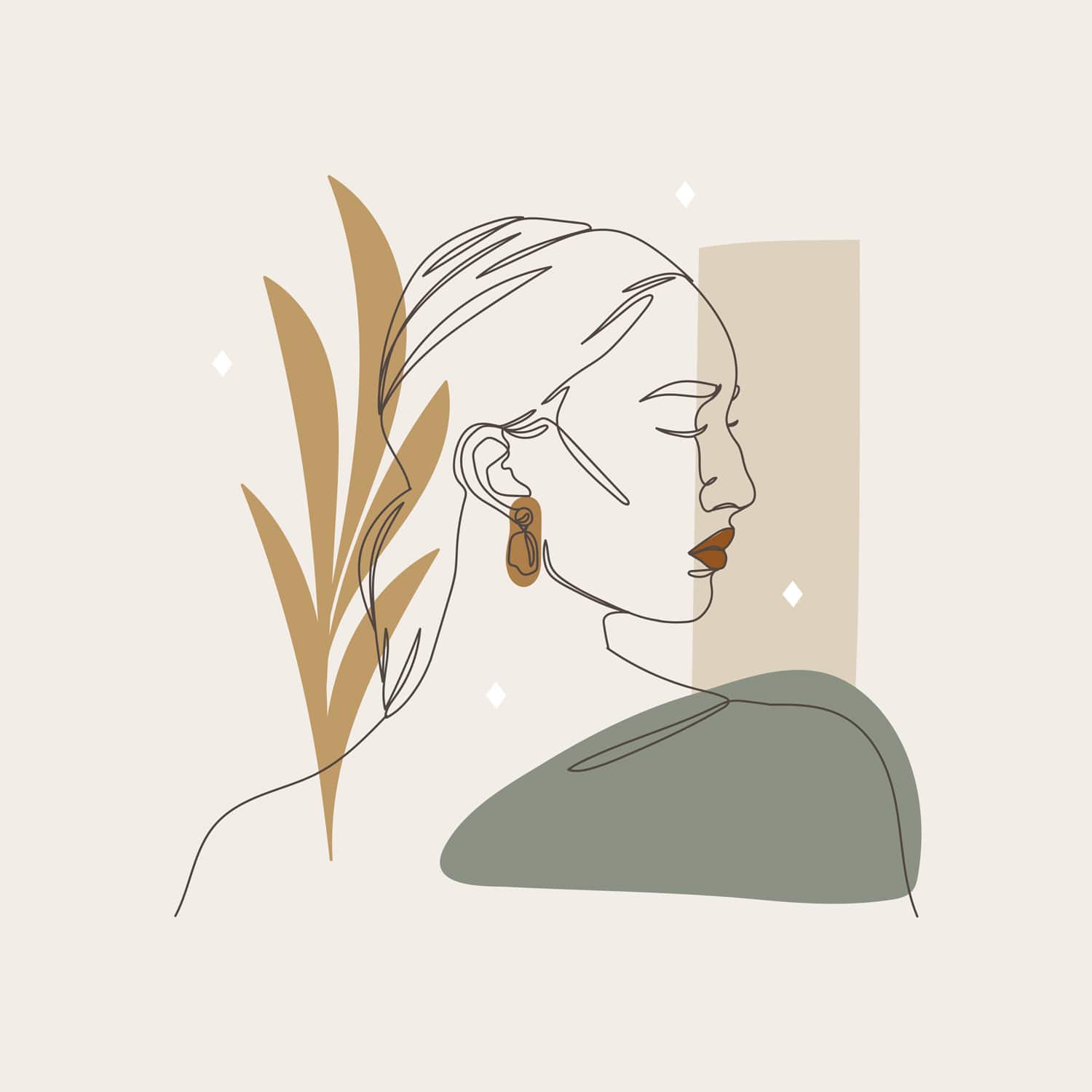 Dibujo mujer mirando de perfil